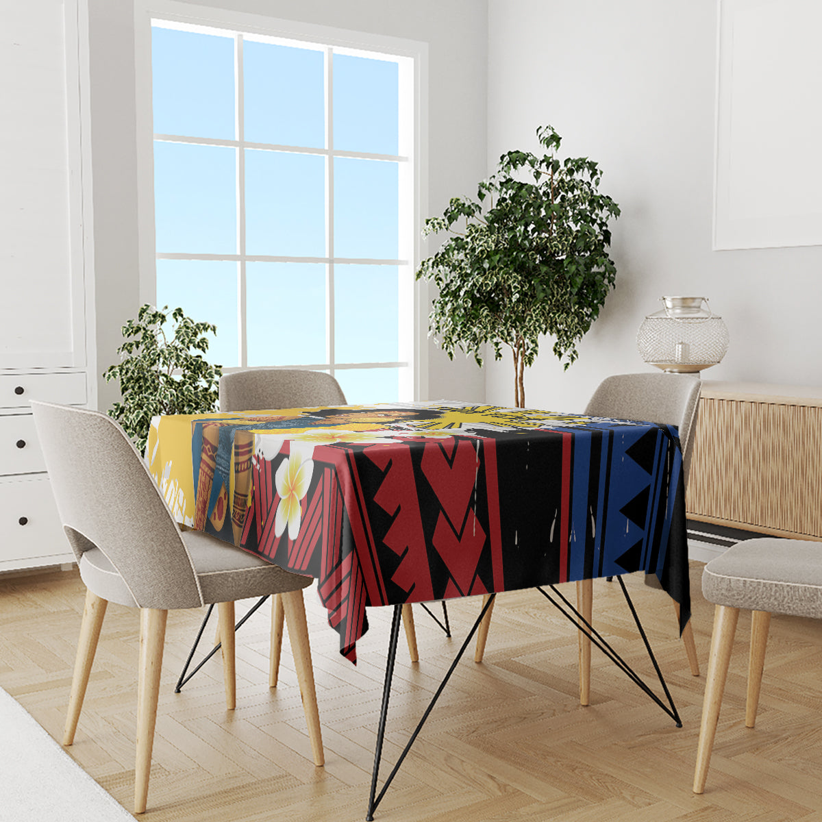 Personalised Philippines Women's Day Tablecloth Filipino Golden Sun With Polynesian Pattern