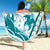 Cyan Polynesia Beach Blanket Polynesian Turtle Shark Tattoo Tropical Vintage