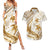 Gold Polynesia Couples Matching Summer Maxi Dress and Hawaiian Shirt Polynesian Turtle Shark Tattoo Tropical Vintage LT14 Gold - Polynesian Pride