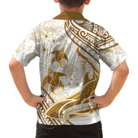 Gold Polynesia Kid Hawaiian Shirt Polynesian Turtle Shark Tattoo Tropical Vintage LT14 - Polynesian Pride