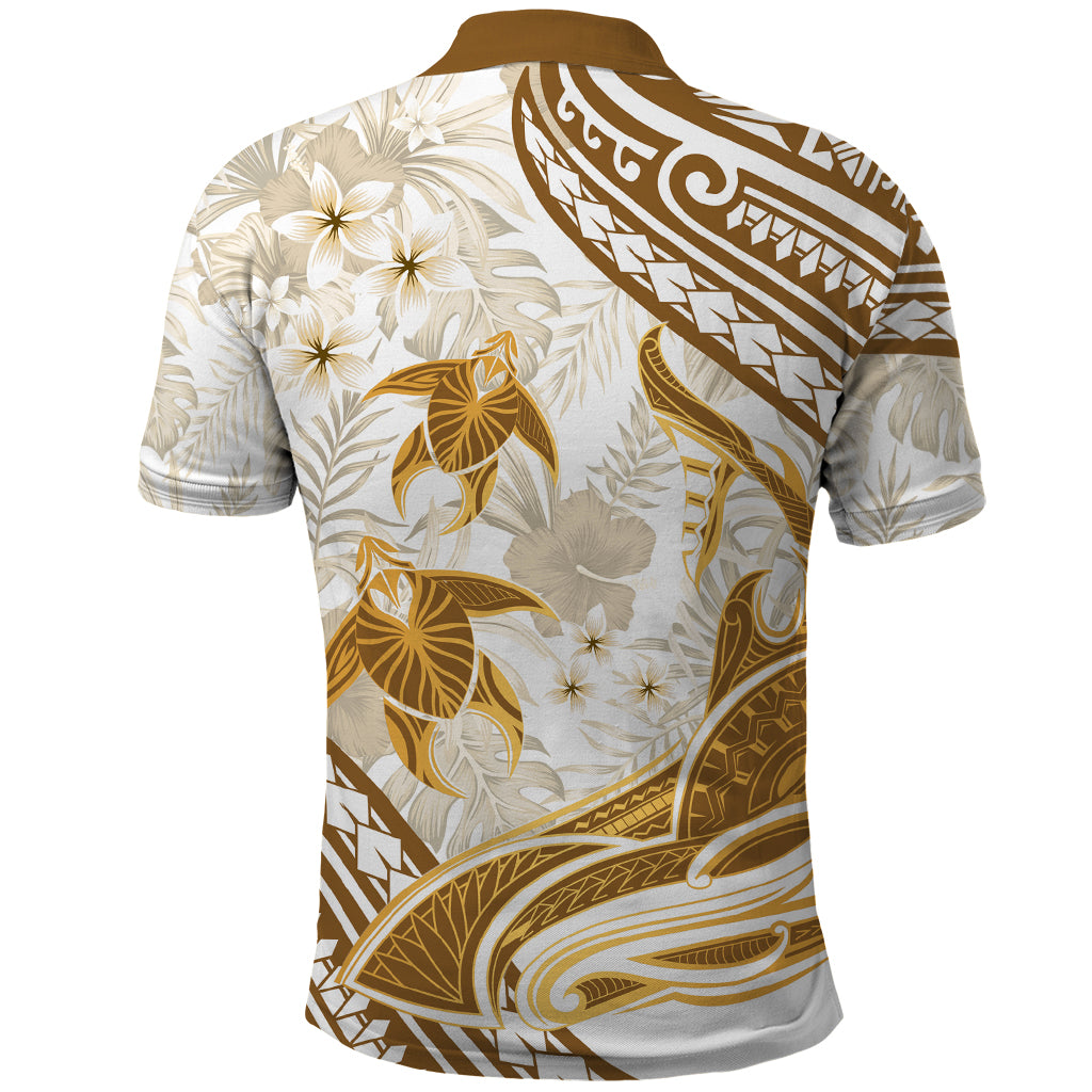 Gold Polynesia Polo Shirt Polynesian Turtle Shark Tattoo Tropical Vintage LT14 - Polynesian Pride