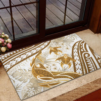 Gold Polynesia Rubber Doormat Polynesian Turtle Shark Tattoo Tropical Vintage