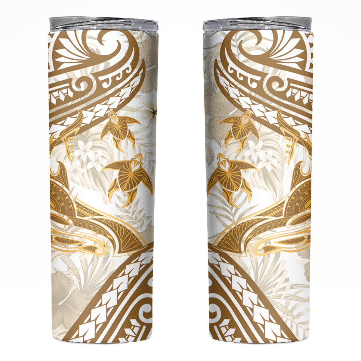 Gold Polynesia Skinny Tumbler Polynesian Turtle Shark Tattoo Tropical Vintage LT14 Gold - Polynesian Pride