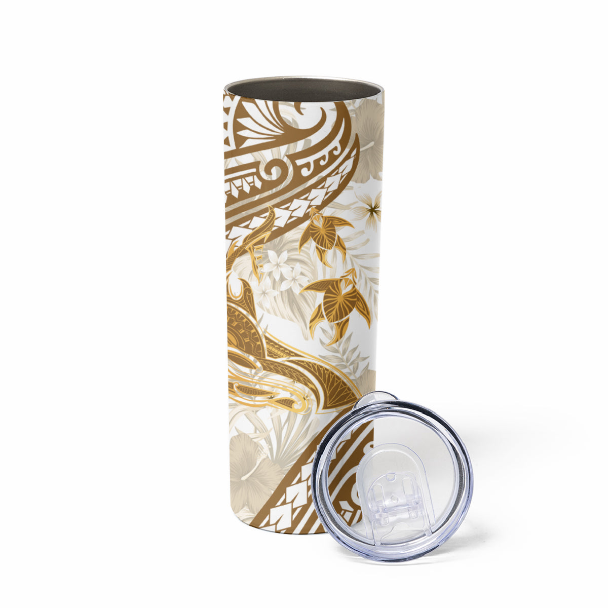 Gold Polynesia Skinny Tumbler Polynesian Turtle Shark Tattoo Tropical Vintage LT14 - Polynesian Pride