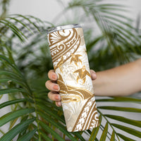 Gold Polynesia Skinny Tumbler Polynesian Turtle Shark Tattoo Tropical Vintage LT14 - Polynesian Pride