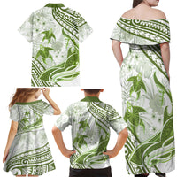 Lime Green Polynesia Family Matching Off Shoulder Maxi Dress and Hawaiian Shirt Polynesian Turtle Shark Tattoo Tropical Vintage LT14 - Polynesian Pride