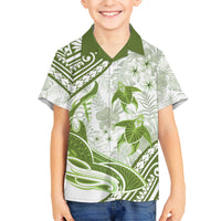 Lime Green Polynesia Kid Hawaiian Shirt Polynesian Turtle Shark Tattoo Tropical Vintage LT14 Kid Lime Green - Polynesian Pride