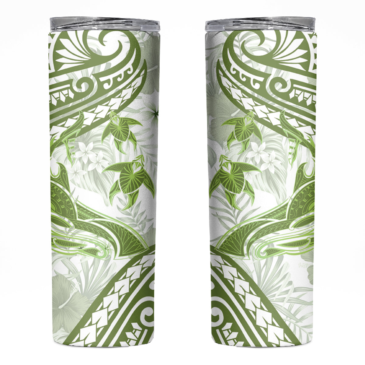 Lime Green Polynesia Skinny Tumbler Polynesian Turtle Shark Tattoo Tropical Vintage LT14 Lime Green - Polynesian Pride