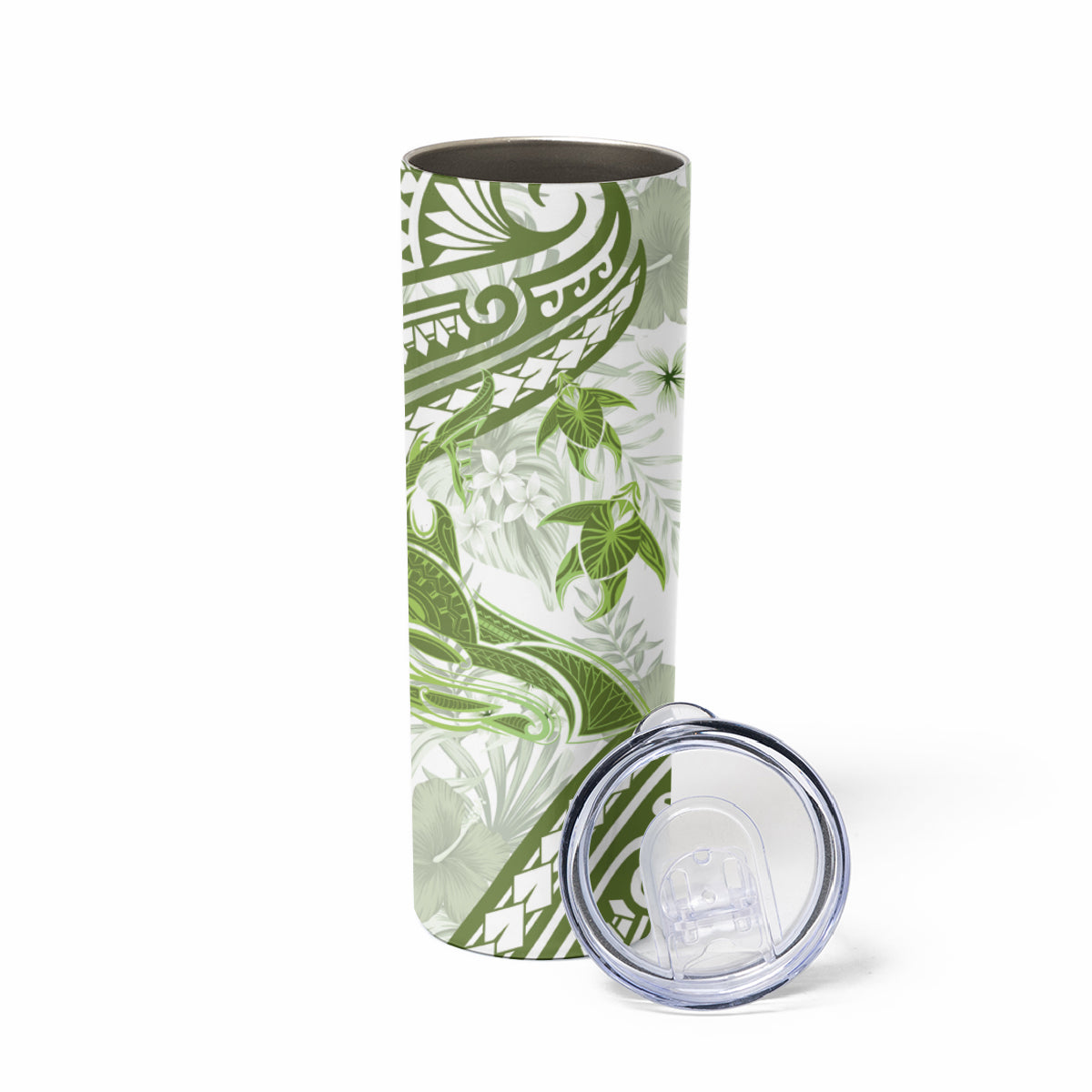 Lime Green Polynesia Skinny Tumbler Polynesian Turtle Shark Tattoo Tropical Vintage LT14 - Polynesian Pride