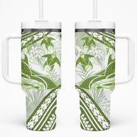 Lime Green Polynesia Tumbler With Handle Polynesian Turtle Shark Tattoo Tropical Vintage