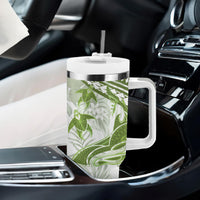Lime Green Polynesia Tumbler With Handle Polynesian Turtle Shark Tattoo Tropical Vintage