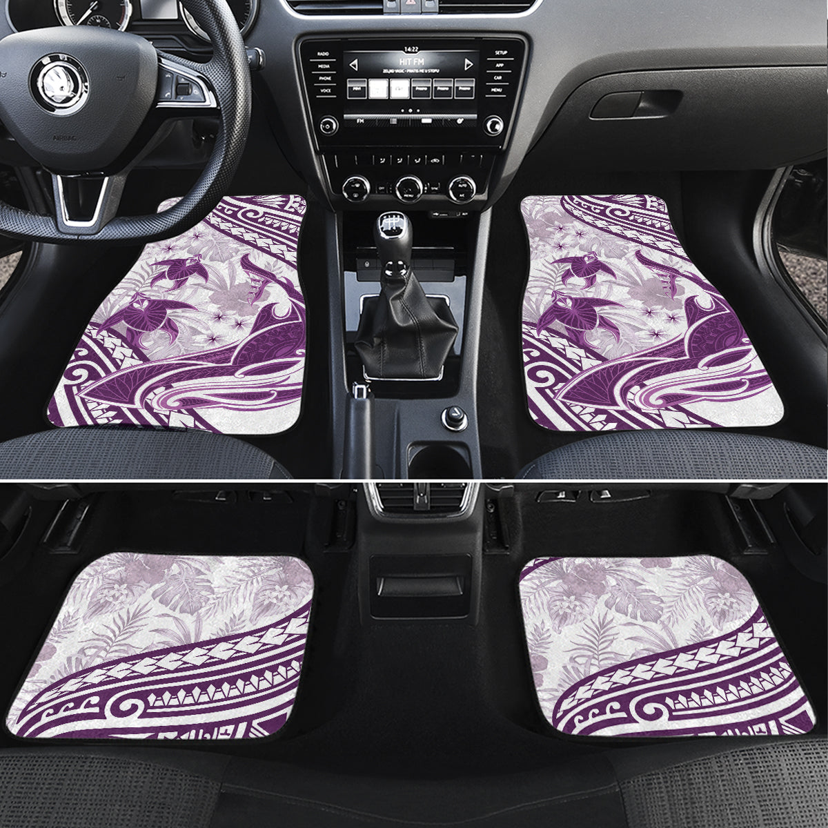 Purple Polynesia Car Mats Polynesian Turtle Shark Tattoo Tropical Vintage LT14 Set 4pcs Purple - Polynesian Pride