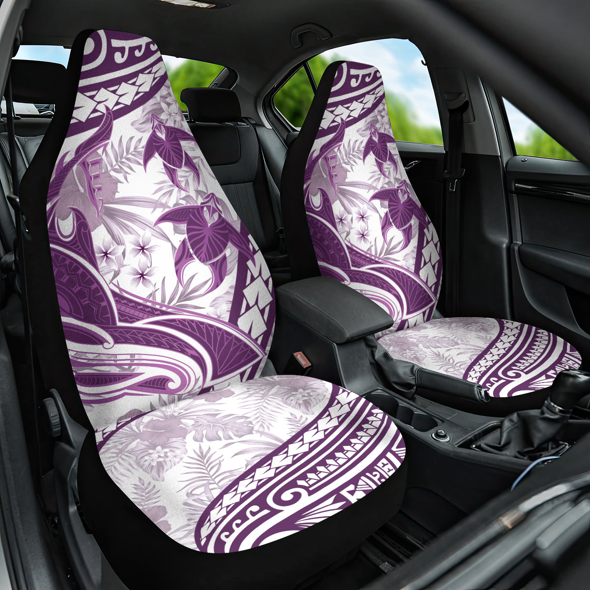Purple Polynesia Car Seat Cover Polynesian Turtle Shark Tattoo Tropical Vintage LT14 One Size Purple - Polynesian Pride