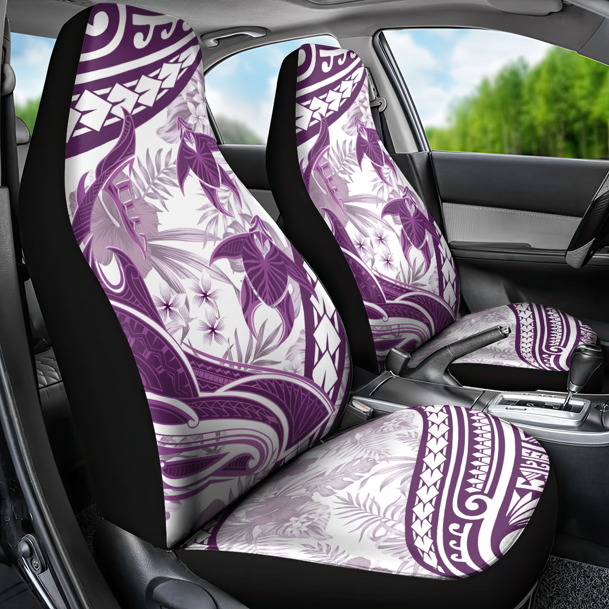 Purple Polynesia Car Seat Cover Polynesian Turtle Shark Tattoo Tropical Vintage LT14 - Polynesian Pride