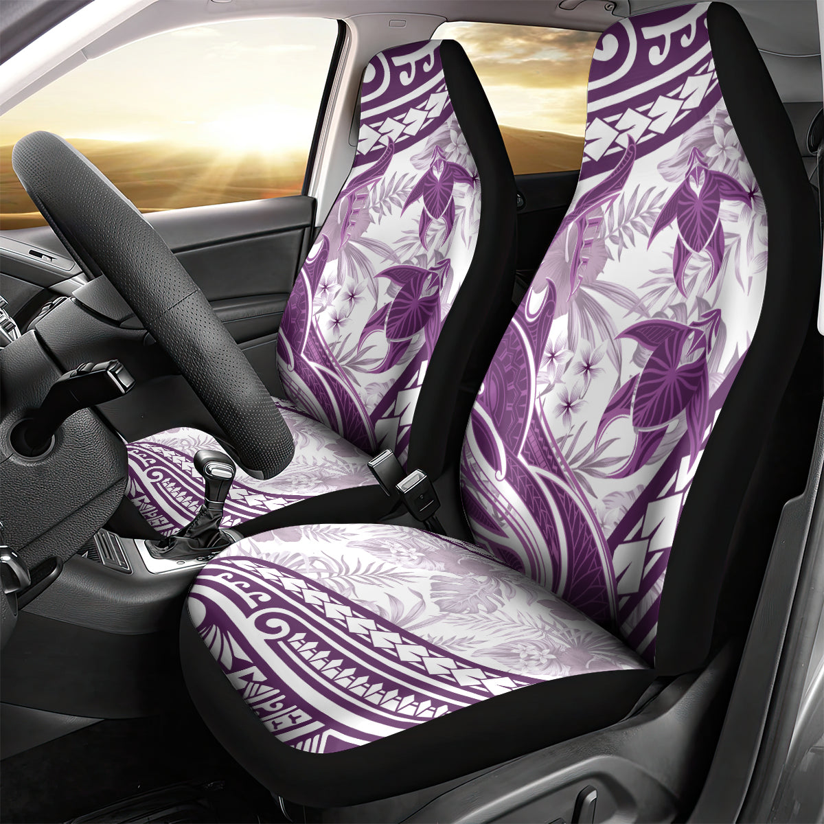 Purple Polynesia Car Seat Cover Polynesian Turtle Shark Tattoo Tropical Vintage LT14 - Polynesian Pride