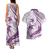 Purple Polynesia Couples Matching Tank Maxi Dress and Hawaiian Shirt Polynesian Turtle Shark Tattoo Tropical Vintage LT14 - Polynesian Pride