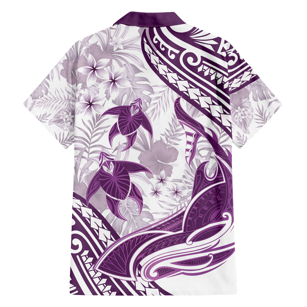 Purple Polynesia Family Matching Off Shoulder Long Sleeve Dress and Hawaiian Shirt Polynesian Turtle Shark Tattoo Tropical Vintage LT14 - Polynesian Pride