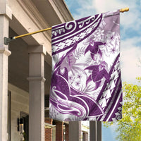 Purple Polynesia Garden Flag Polynesian Turtle Shark Tattoo Tropical Vintage