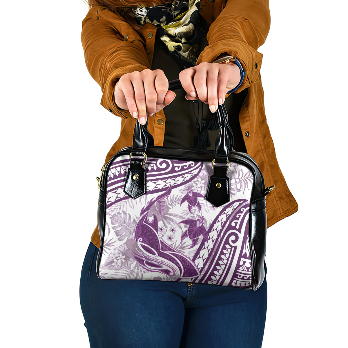 Purple Polynesia Shoulder Handbag Polynesian Turtle Shark Tattoo Tropical Vintage LT14 One Size Purple - Polynesian Pride