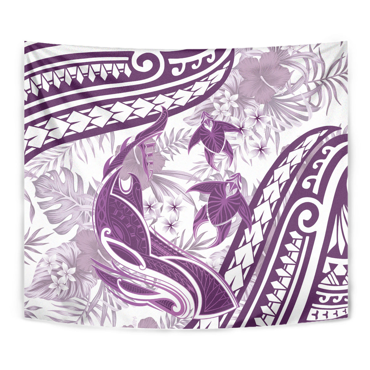 Purple Polynesia Tapestry Polynesian Turtle Shark Tattoo Tropical Vintage