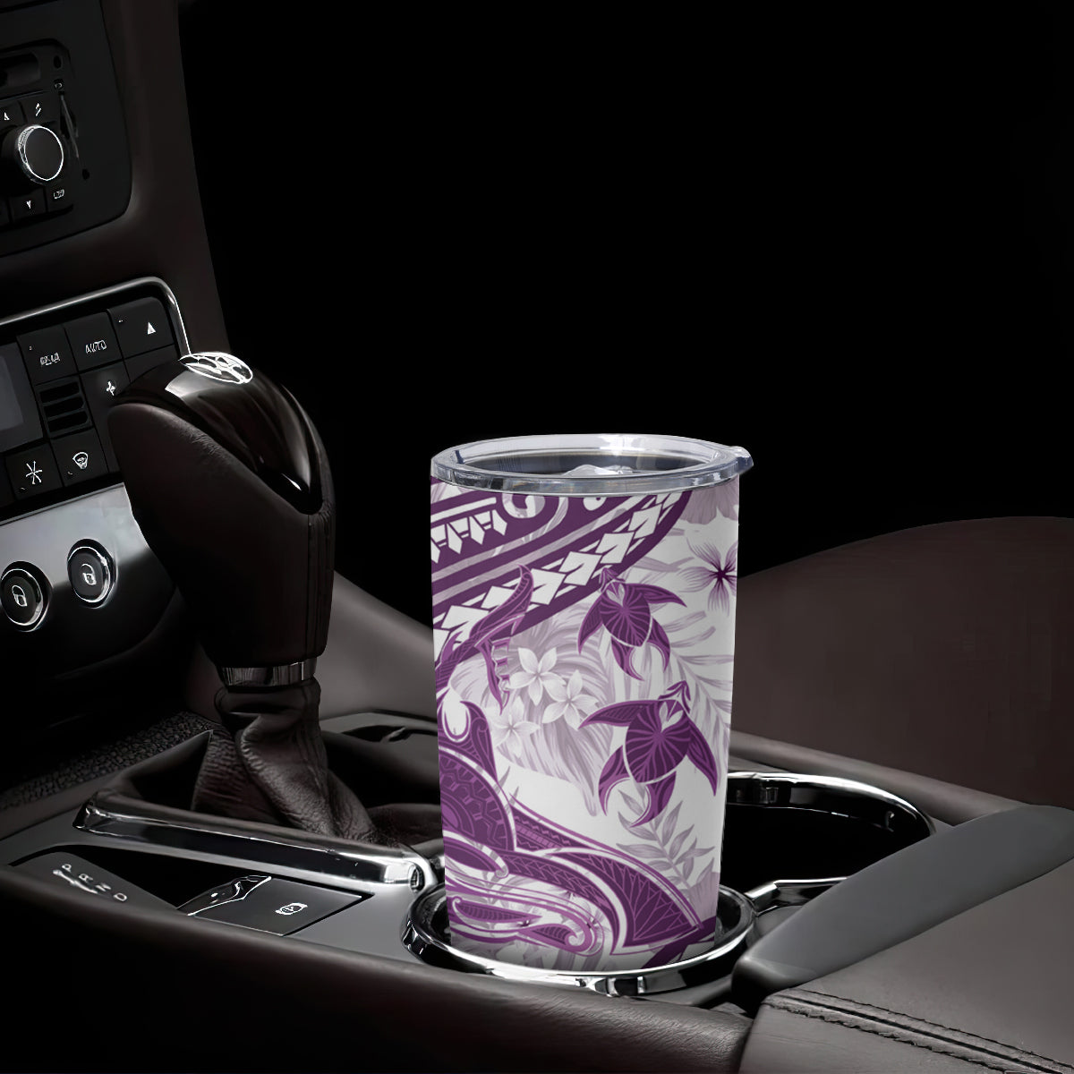 Purple Polynesia Tumbler Cup Polynesian Turtle Shark Tattoo Tropical Vintage