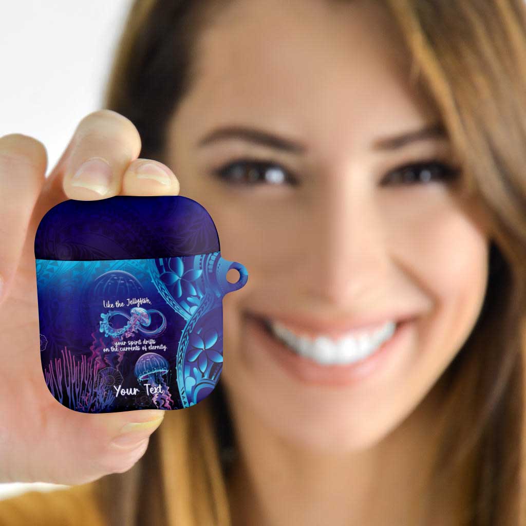 Polynesia Jellyfish Memorial Personalised AirPods Case Infinity Jellies Polynesian Pattern