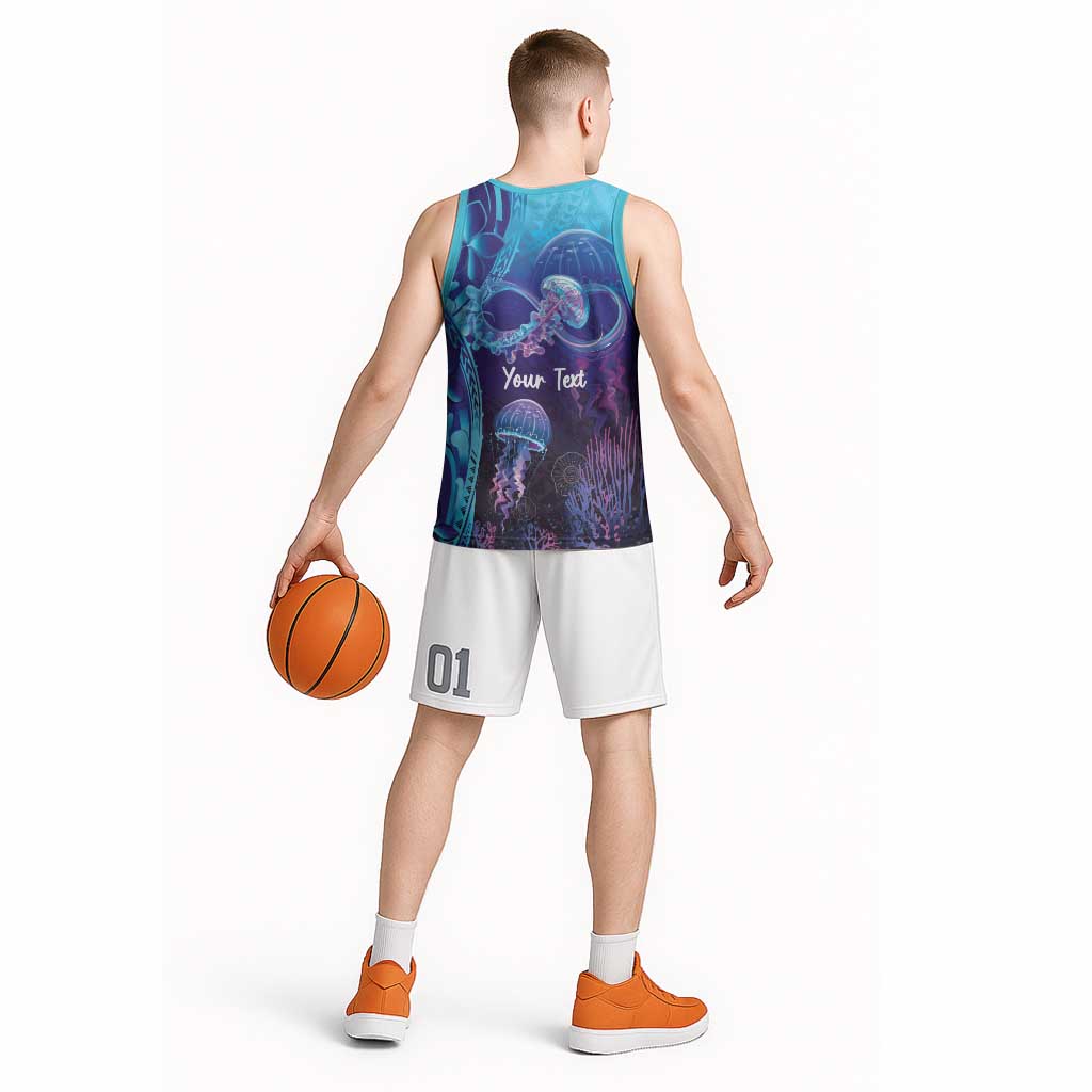 Polynesia Jellyfish Memorial Personalised Basketball Jersey Infinity Jellies Polynesian Pattern