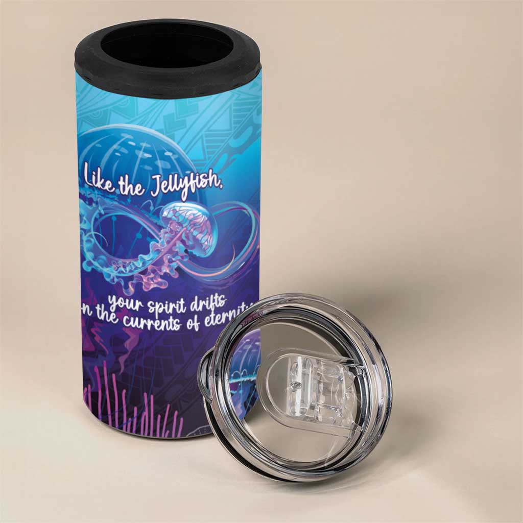 Polynesia Jellyfish Memorial Personalised 4 in 1 Can Cooler Tumbler Infinity Jellies Polynesian Pattern