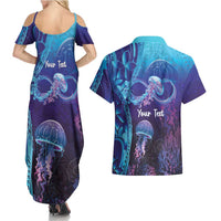 Polynesia Jellyfish Memorial Personalised Couples Matching Summer Maxi Dress and Hawaiian Shirt Infinity Jellies Polynesian Pattern
