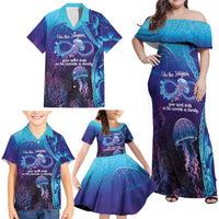 Polynesia Jellyfish Memorial Personalised Family Matching Off Shoulder Maxi Dress and Hawaiian Shirt Infinity Jellies Polynesian Pattern