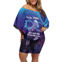 Polynesia Jellyfish Memorial Personalised Family Matching Off Shoulder Short Dress and Hawaiian Shirt Infinity Jellies Polynesian Pattern