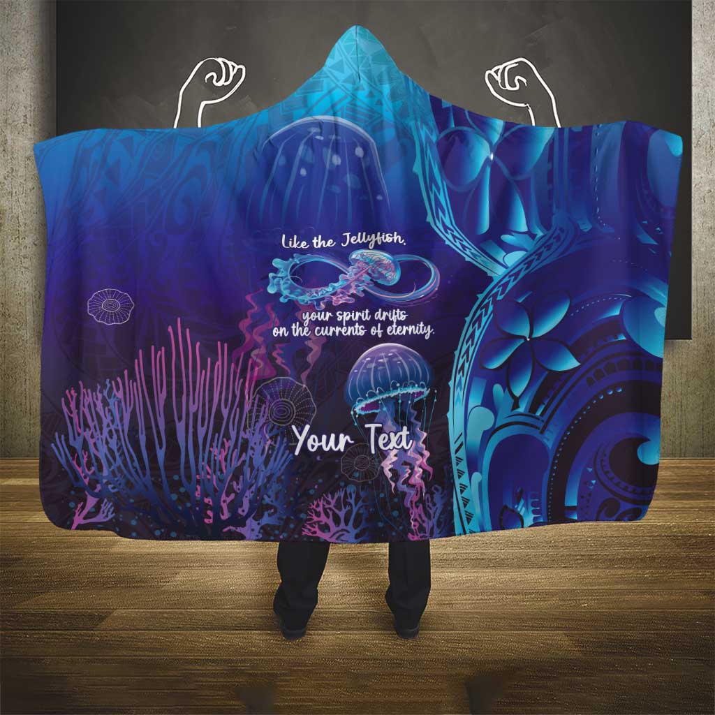 Polynesia Jellyfish Memorial Personalised Hooded Blanket Infinity Jellies Polynesian Pattern