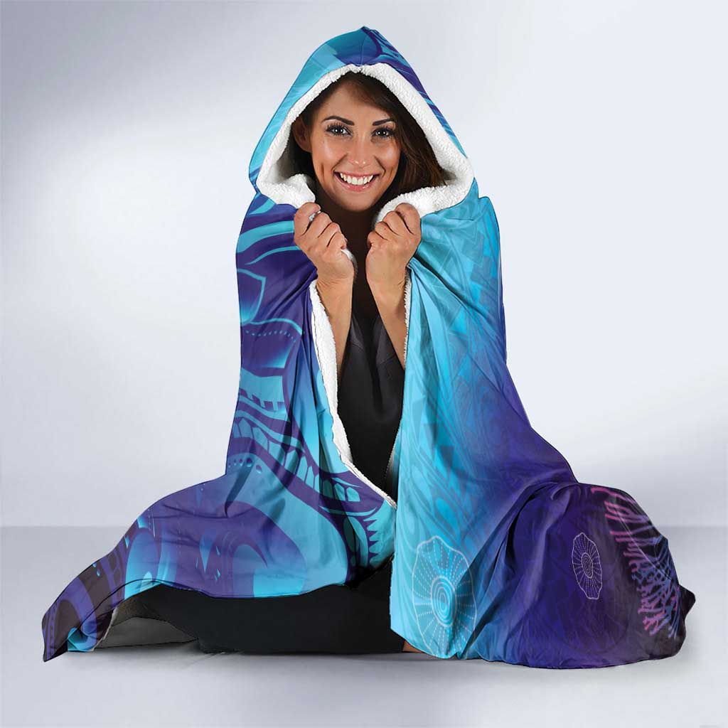 Polynesia Jellyfish Memorial Personalised Hooded Blanket Infinity Jellies Polynesian Pattern
