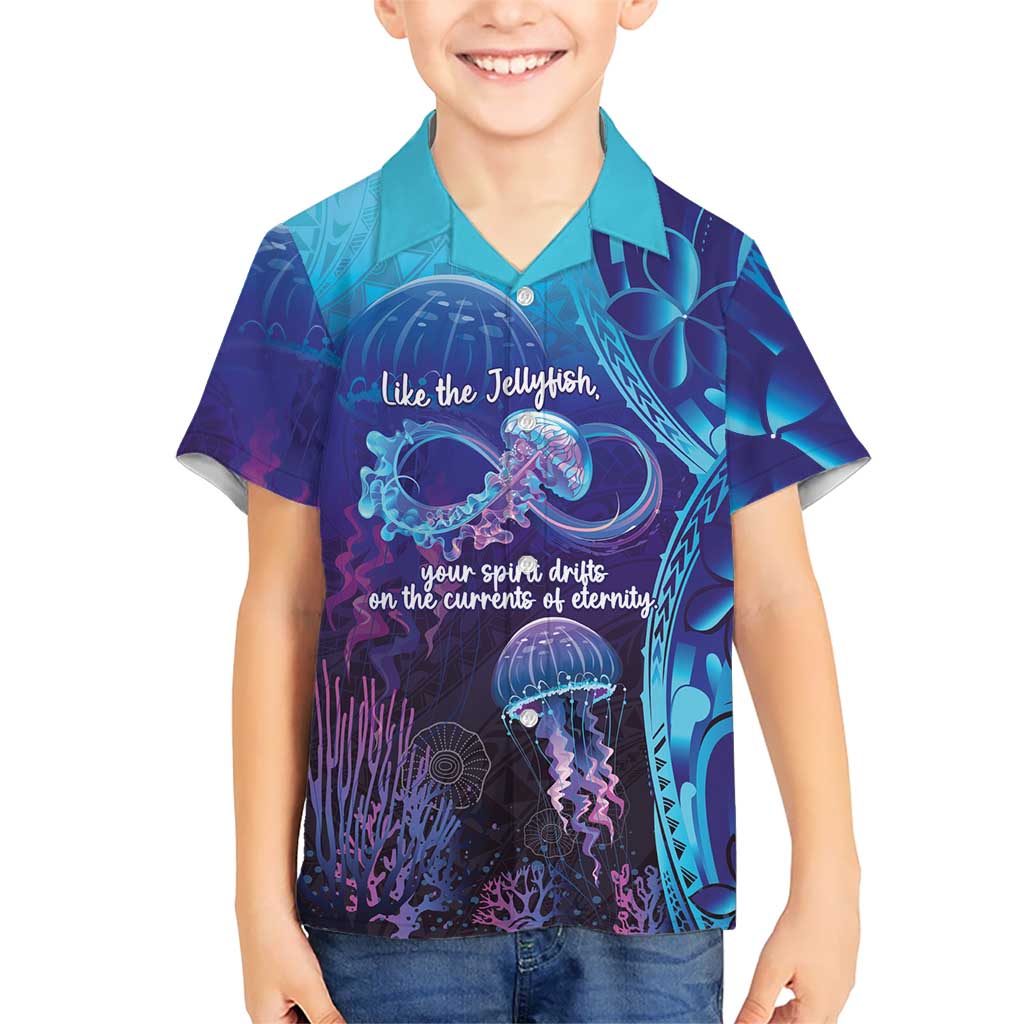 Polynesia Jellyfish Memorial Personalised Kid Hawaiian Shirt Infinity Jellies Polynesian Pattern