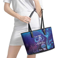 Polynesia Jellyfish Memorial Personalised Leather Tote Bag Infinity Jellies Polynesian Pattern