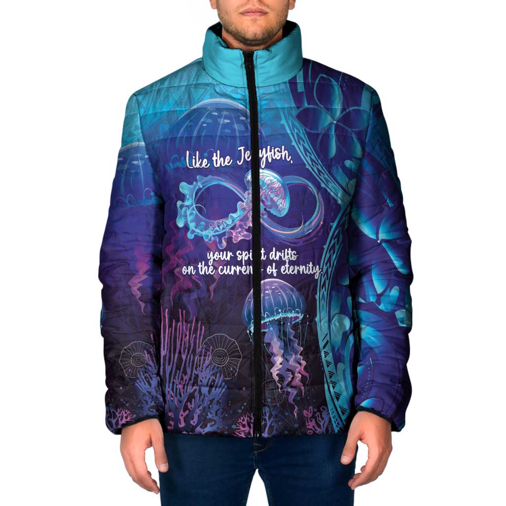 Polynesia Jellyfish Memorial Personalised Padded Jacket Infinity Jellies Polynesian Pattern