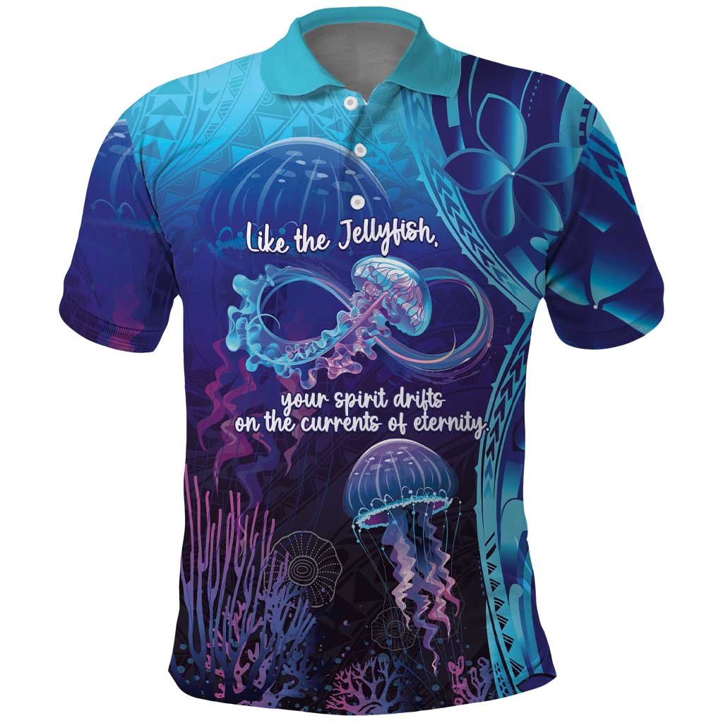 Polynesia Jellyfish Memorial Personalised Polo Shirt Infinity Jellies Polynesian Pattern
