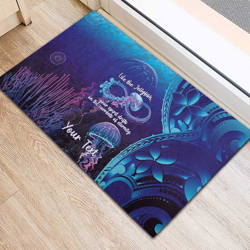 Polynesia Jellyfish Memorial Personalised Rubber Doormat Infinity Jellies Polynesian Pattern