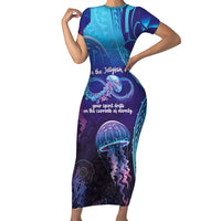 Polynesia Jellyfish Memorial Personalised Short Sleeve Bodycon Dress Infinity Jellies Polynesian Pattern