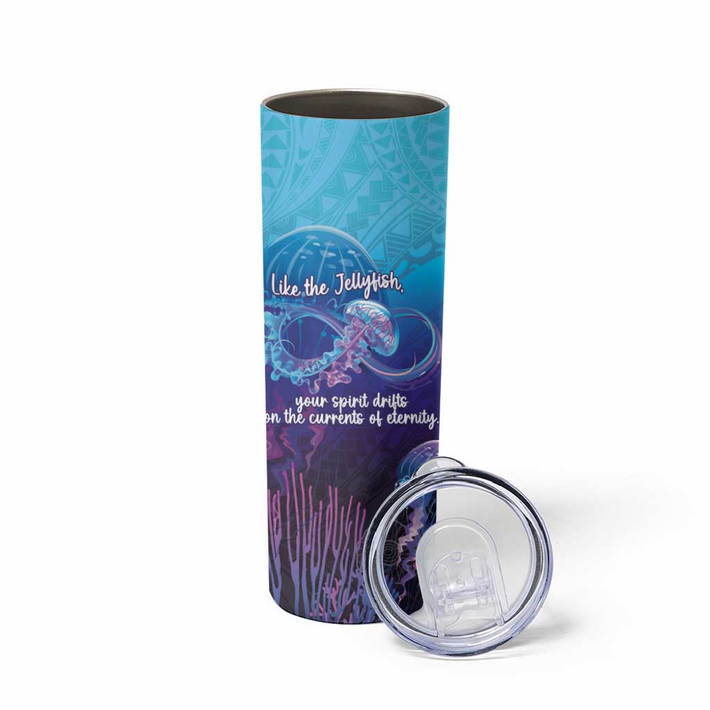 Polynesia Jellyfish Memorial Personalised Skinny Tumbler Infinity Jellies Polynesian Pattern