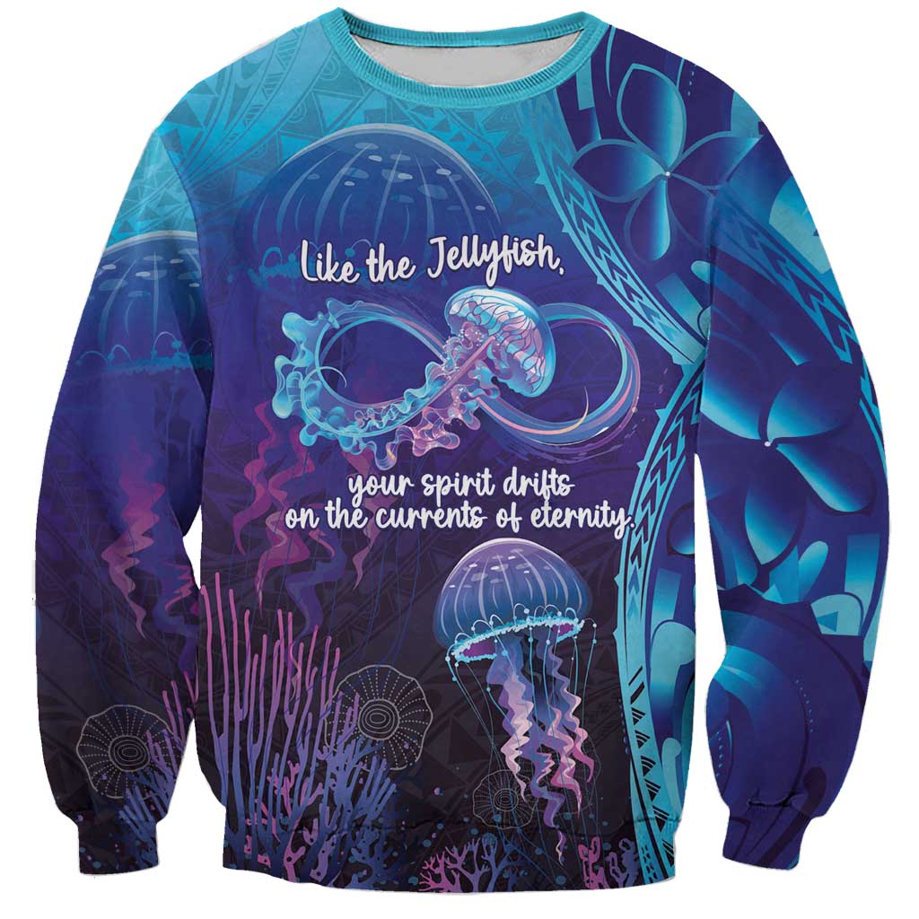 Polynesia Jellyfish Memorial Personalised Sweatshirt Infinity Jellies Polynesian Pattern