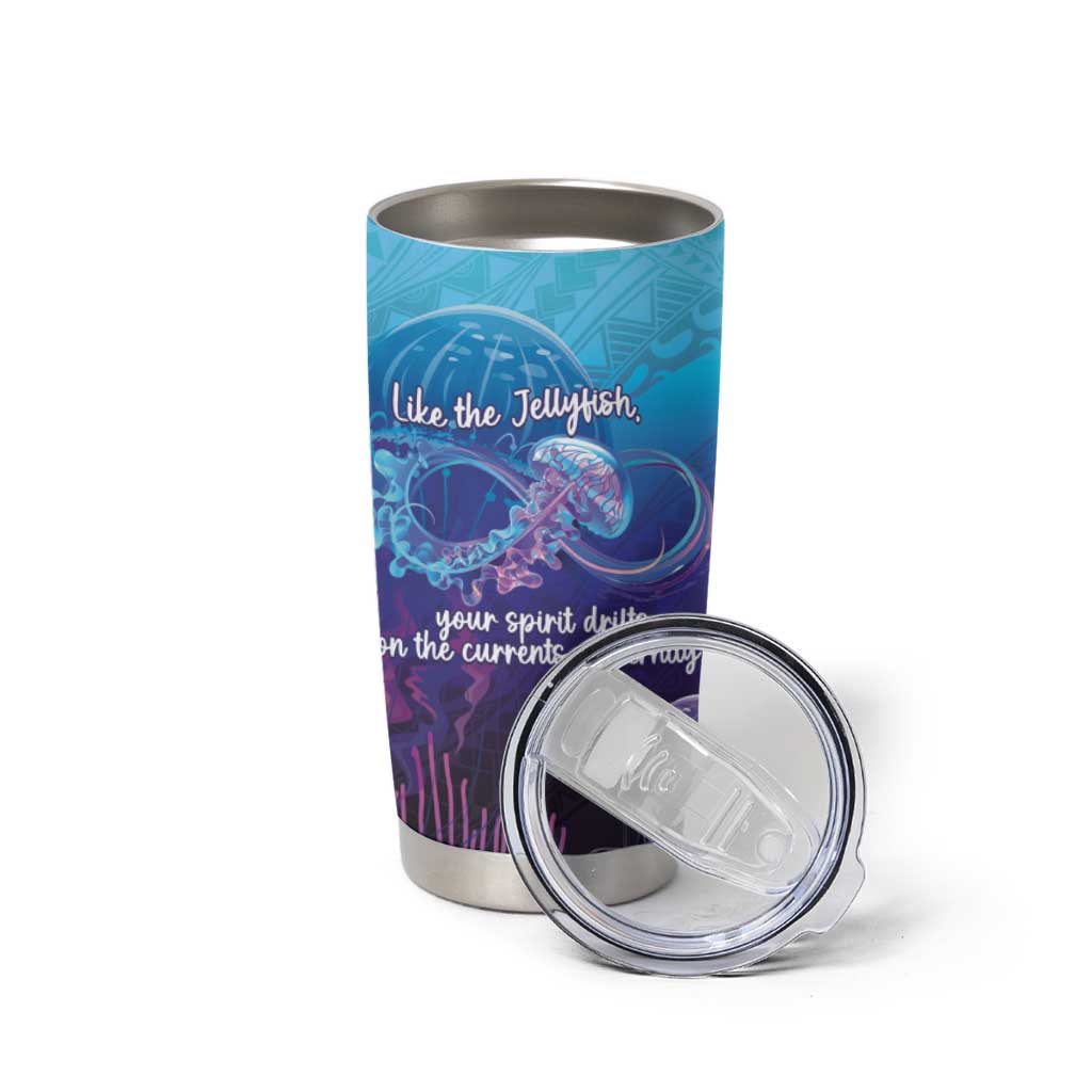 Polynesia Jellyfish Memorial Personalised Tumbler Cup Infinity Jellies Polynesian Pattern