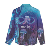 Polynesia Jellyfish Memorial Personalised Women Casual Shirt Infinity Jellies Polynesian Pattern