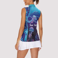 Polynesia Jellyfish Memorial Personalised Women Sleeveless Polo Shirt Infinity Jellies Polynesian Pattern