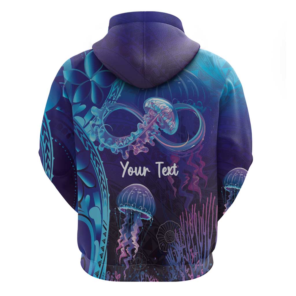 Polynesia Jellyfish Memorial Personalised Zip Hoodie Infinity Jellies Polynesian Pattern