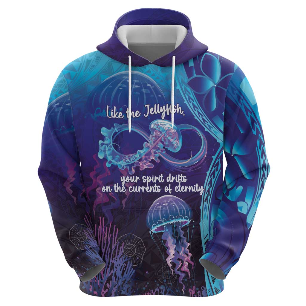 Polynesia Jellyfish Memorial Personalised Zip Hoodie Infinity Jellies Polynesian Pattern