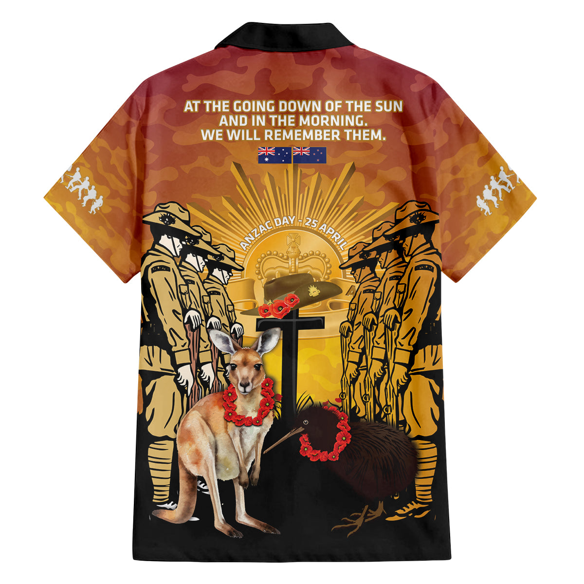 Australia And New Zealand ANZAC Family Matching Off Shoulder Short Dress and Hawaiian Shirt Aussie Kangaroo With Aotearoa Kiwi Lest We Forget LT14 - Polynesian Pride