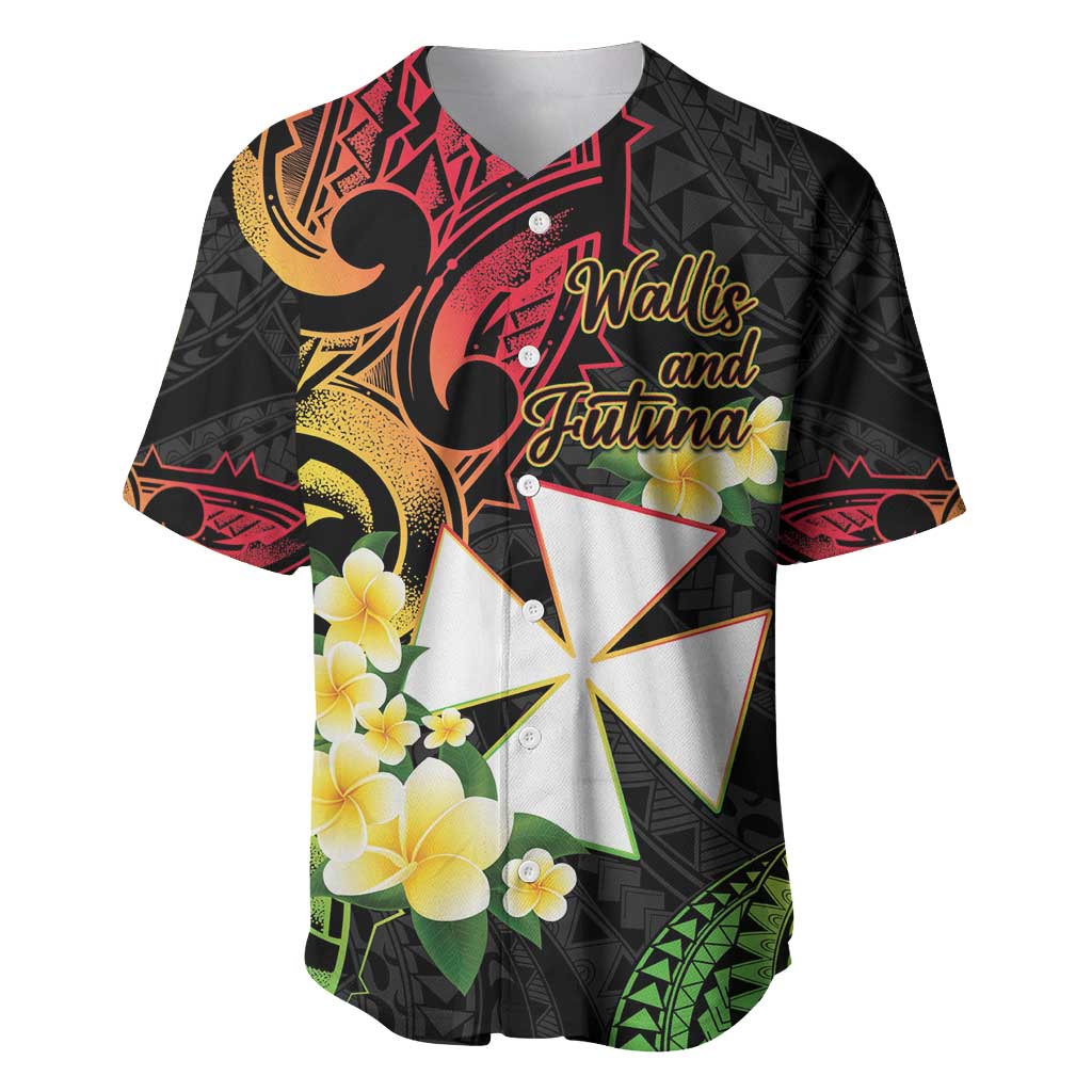 Wallis and Futuna Victory Day Baseball Jersey Liberty Equality Fraternity Polynesian Plumeria