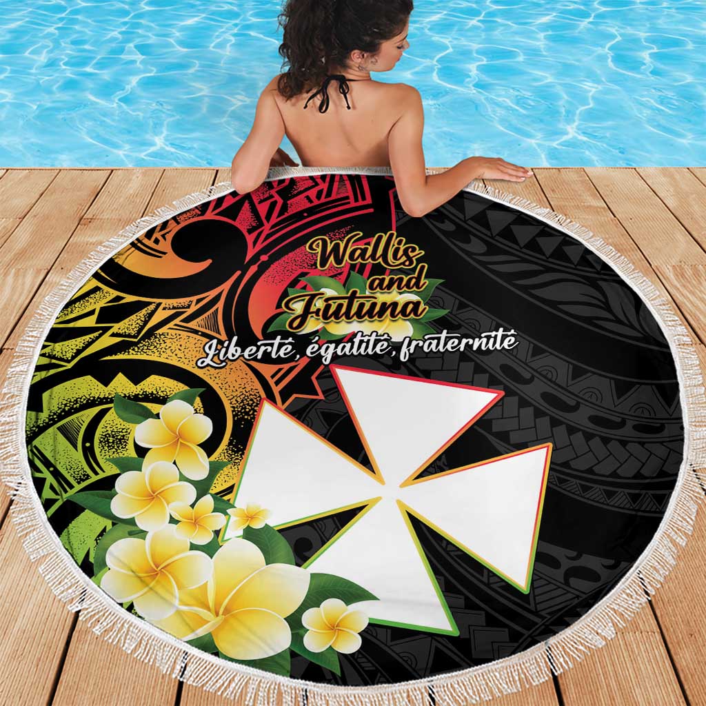 Wallis and Futuna Victory Day Beach Blanket Liberty Equality Fraternity Polynesian Plumeria LT14 - Polynesian Pride
