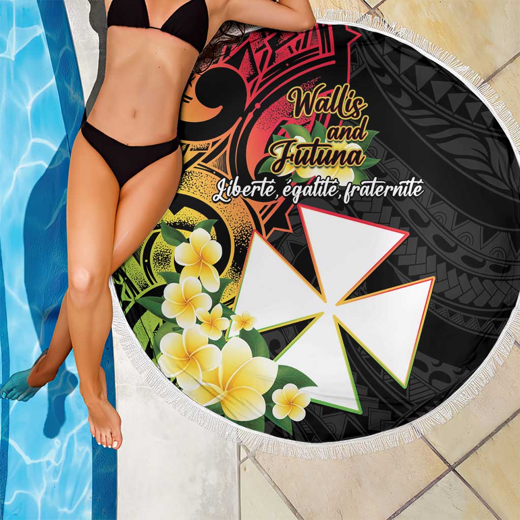Wallis and Futuna Victory Day Beach Blanket Liberty Equality Fraternity Polynesian Plumeria LT14 - Polynesian Pride